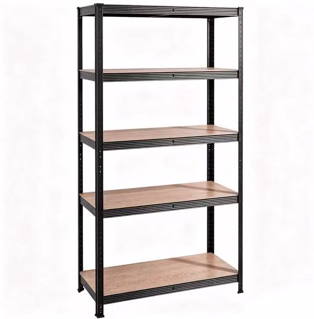 PAWNORA Heavy Duty 5 Tier Metal Racking Shelf with Adjustable Shelves in Black – 1