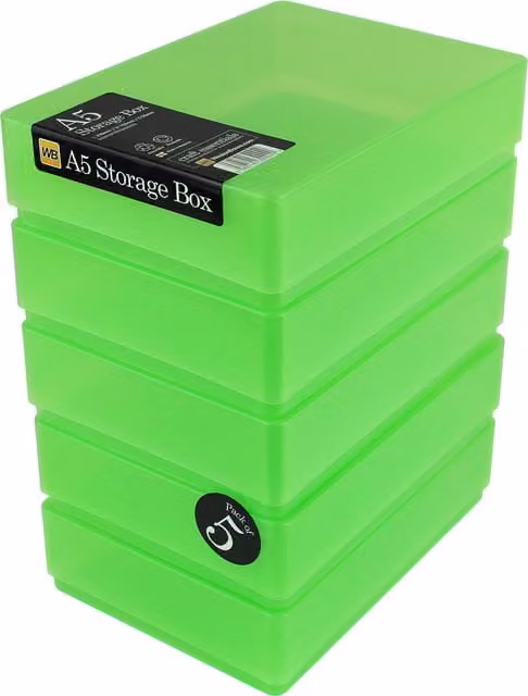 WestonBoxes Set of 10 Green Plastic A5 Craft Storage Boxes with Lids for Art Supplies and Paper