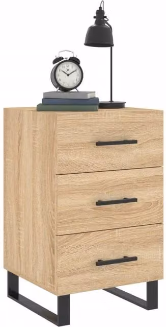 Berkfield Home Modern Bedside Cabinet in Sonoma Oak, Light Tan, W/D/H: 40 x 40 x 66 cm – 1