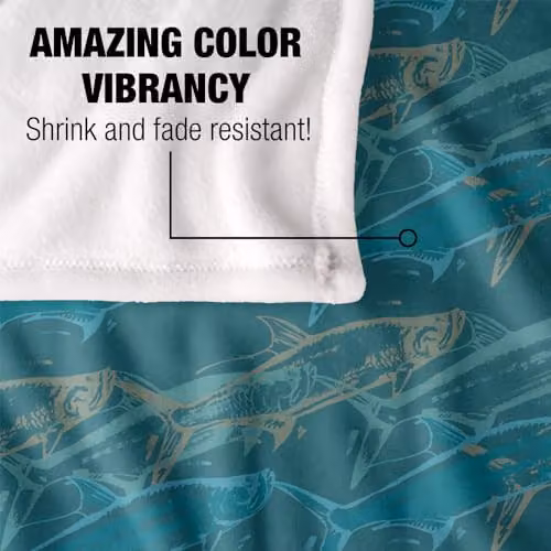 JQ Licensing Tarpon Mosaic Fishing Pattern Super Soft Fleece Throw Blanket, Multicolour, W: 91 cm, L: 147 cm – 3