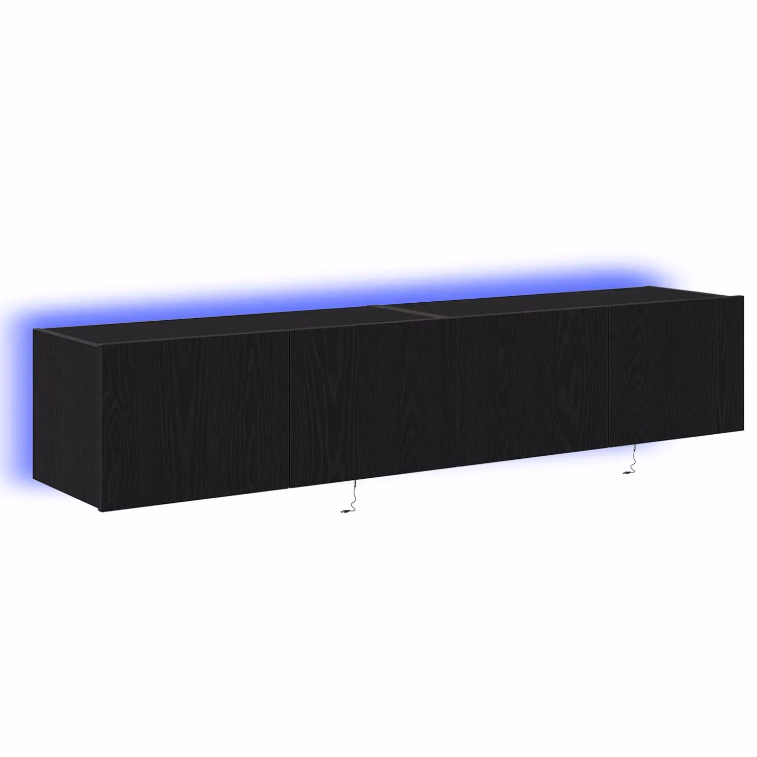 Berkfield Home Set of 2 Modern TV Wall Cabinets with LED Lights in Black Oak, W/D/H: 80 x 35 x 31 cm – 2