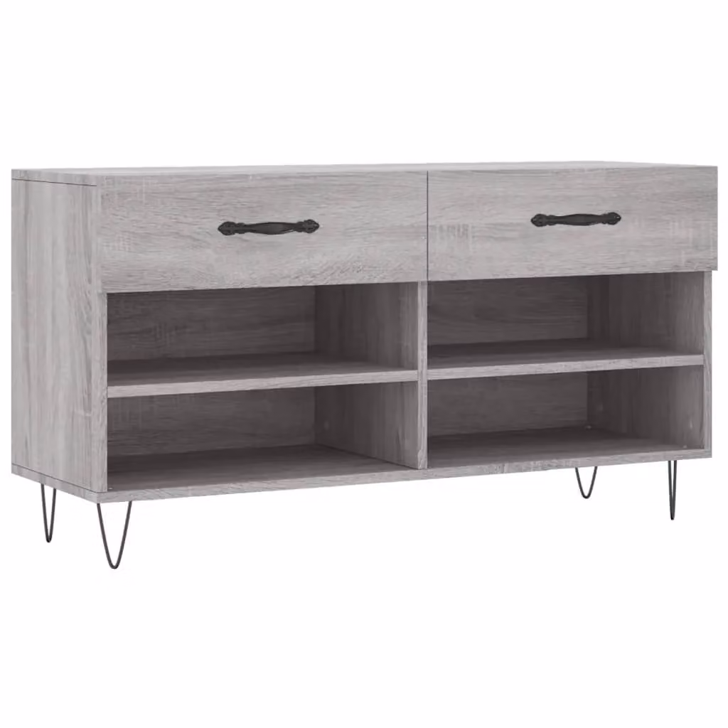 Berkfield Home Shoe Bench in Grey Sonoma, W/D/H: 102 x 35 x 55 cm – 2
