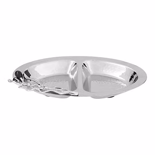 Orsina Miressa 2 Section Rectangular Serving Dish in Silver Stainless Steel