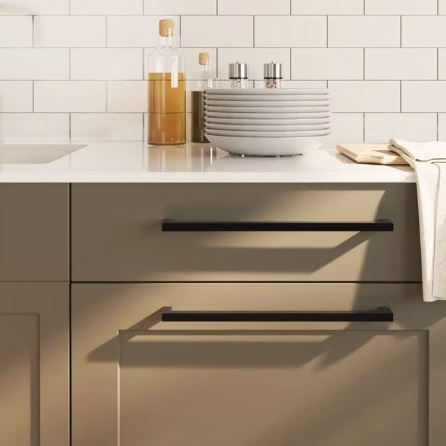 Berkfield Home Matt Black Stainless Steel Bar Cabinet Handles, 10 Pack, Length: 32 cm – 1