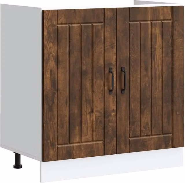 Berkfield Home Lucca Freestanding Sink Base Cabinet in Smoked Oak Brown