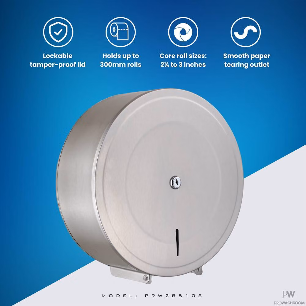 Mylek Stainless Steel Wall Mounted Toilet Roll Dispenser in Silver, H: 32.0 cm, W: 31.0 cm, D: 12.5 cm – 3