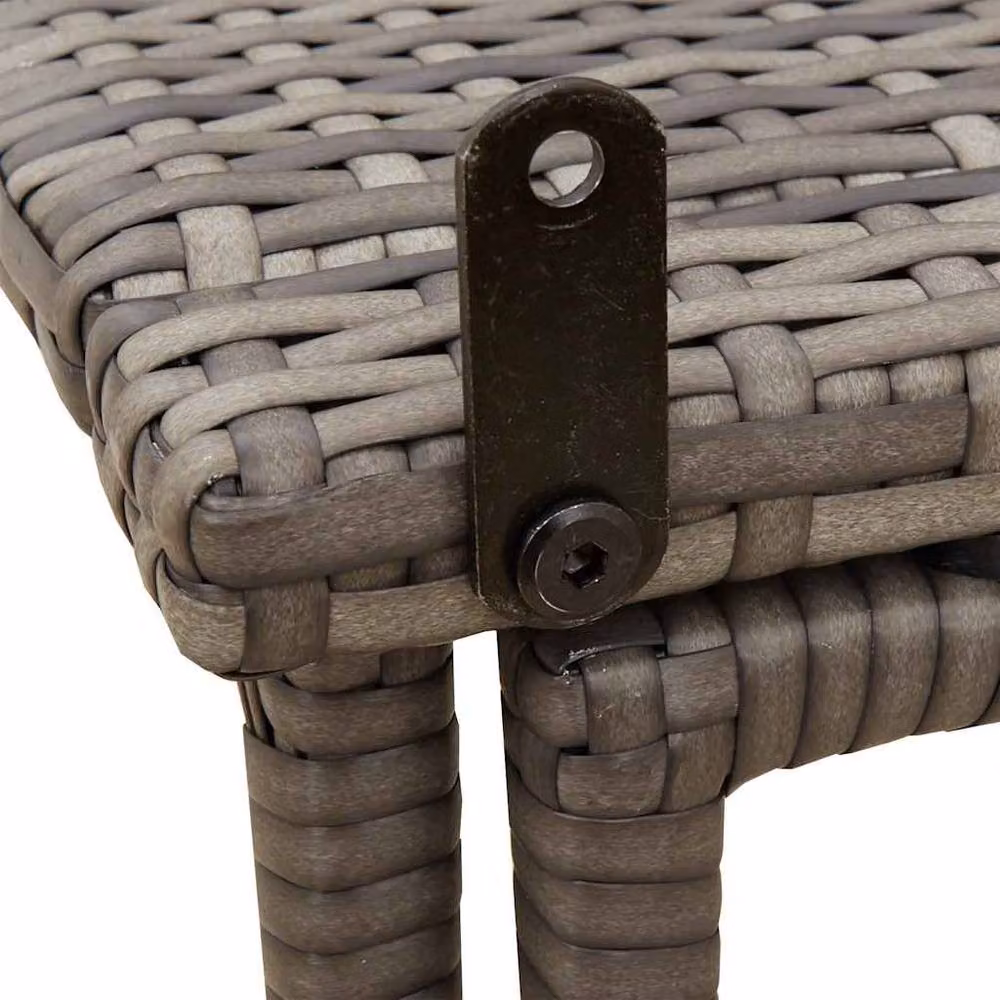 Berkfield Home Folding Garden Table in Grey Poly Rattan, W/D/H: 90 x 51 x 75 cm – 3
