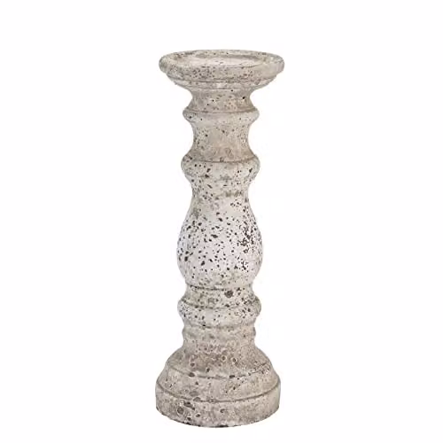 Love Lace Beige Ceramic Pillar Candle Holder H 31 cm x W 12 cm x D 12 cm