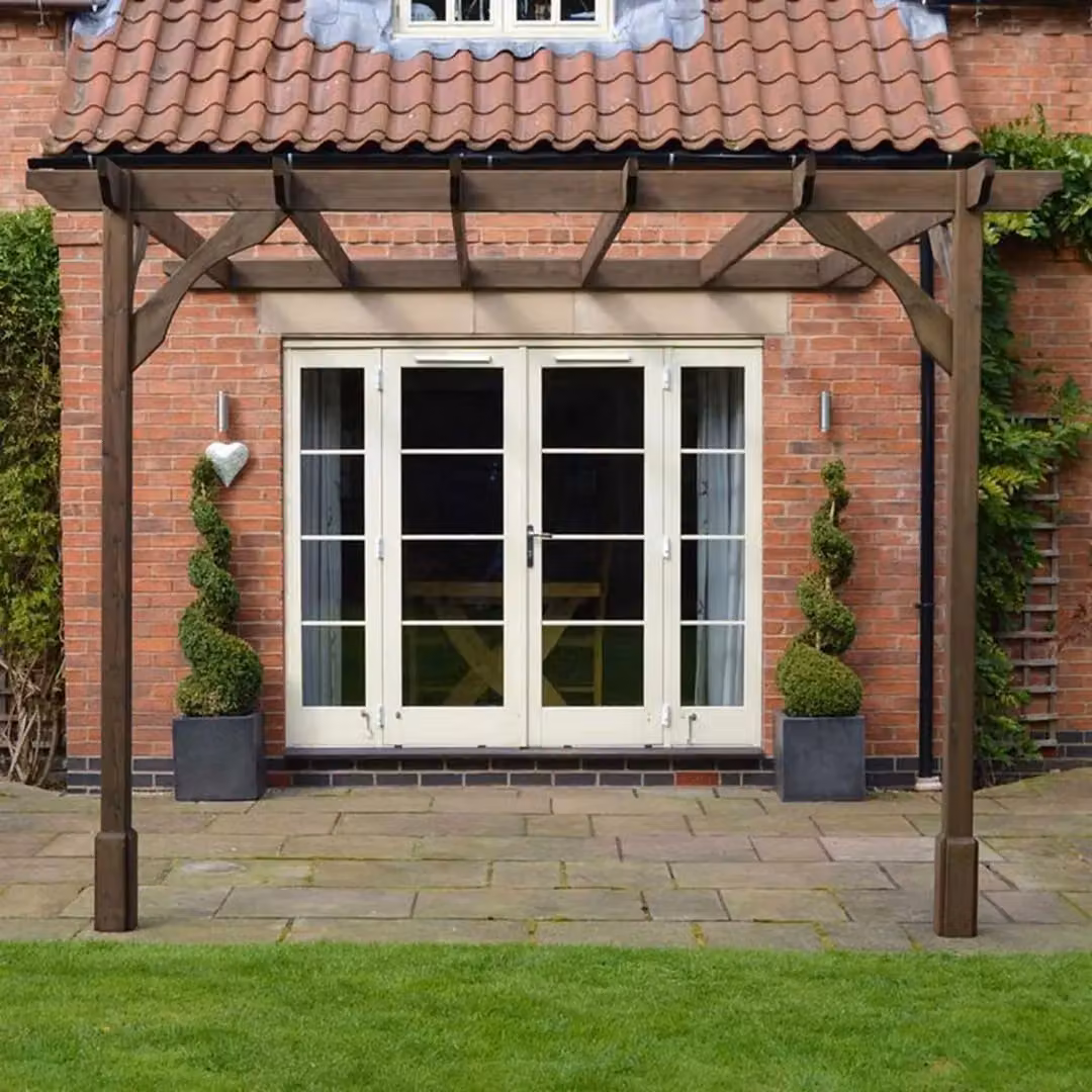 Rutland County Garden Furniture Ltd Wall Mounted Premium Lean-to Pergola in Brown and Green Wood, W: 360 cm, D: 240 cm, H: 270 cm – 3