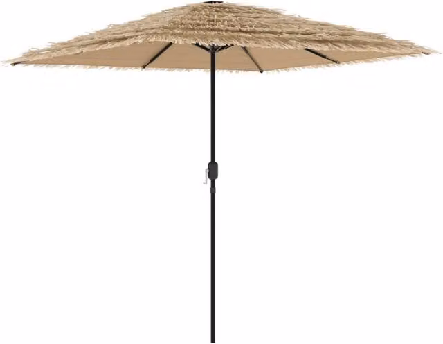 Berkfield Home Garden Parasol with Steel Pole in Brown and Beige, W/D/H: 248 x 248 x 248 cm – 1