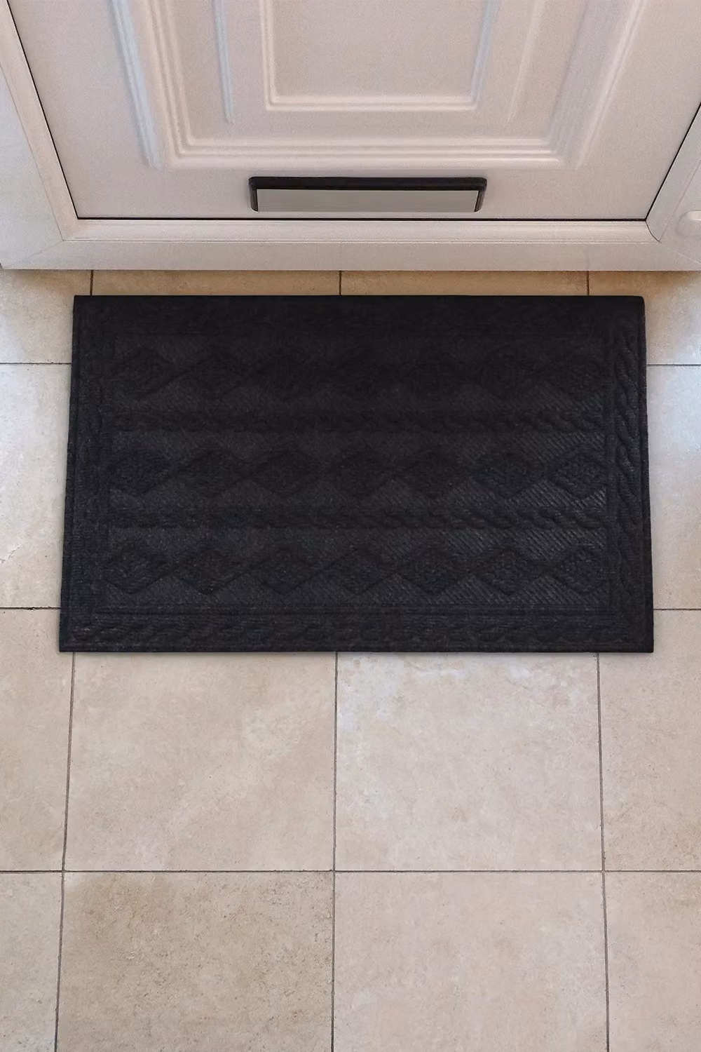 JVL Non-Slip Knit Indoor Doormat with Rubber Backing, Anthracite Grey, W: 45 cm, D: 75 cm – 2