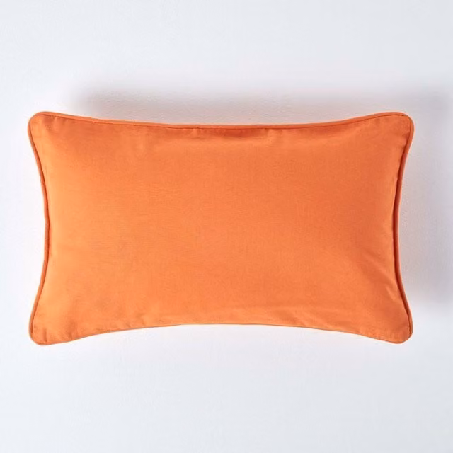 Homescapes Plain Cotton Cushion Cover, Orange, W/H: 50 x 50 cm