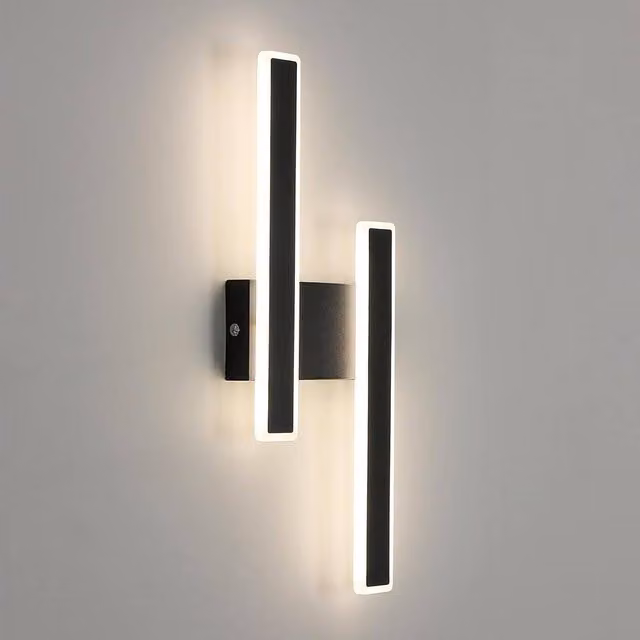 Goeco Modern LED Indoor Wall Light, 32W, Black Acrylic and Metal Up and Down Bar Lamp, 4500K – 1