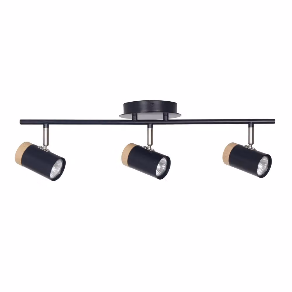First Choice Lighting Stratton Set of 2 Three Way Adjustable Dimmable Ceiling Spotlights in Black and Wood – 2