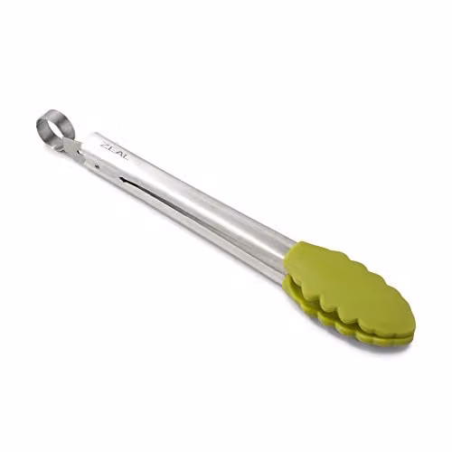 Zeal Silicone and Stainless Steel Non-Stick Cooking Tongs, Green, 25 cm