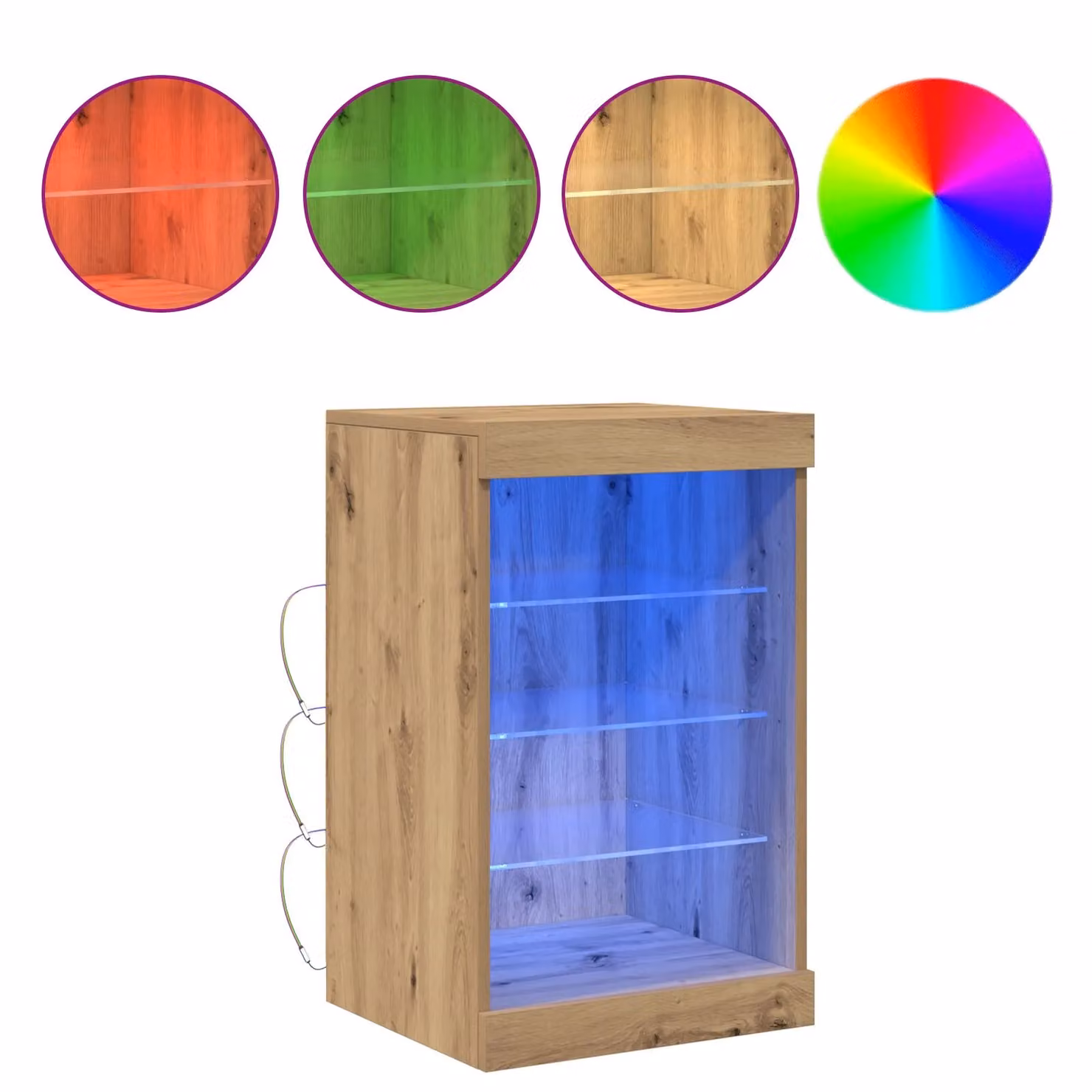 Berkfield Home Artisan Oak Sideboard with Integrated LED Lights in Brown, W/D/H: 41 x 37 x 67 cm – 3