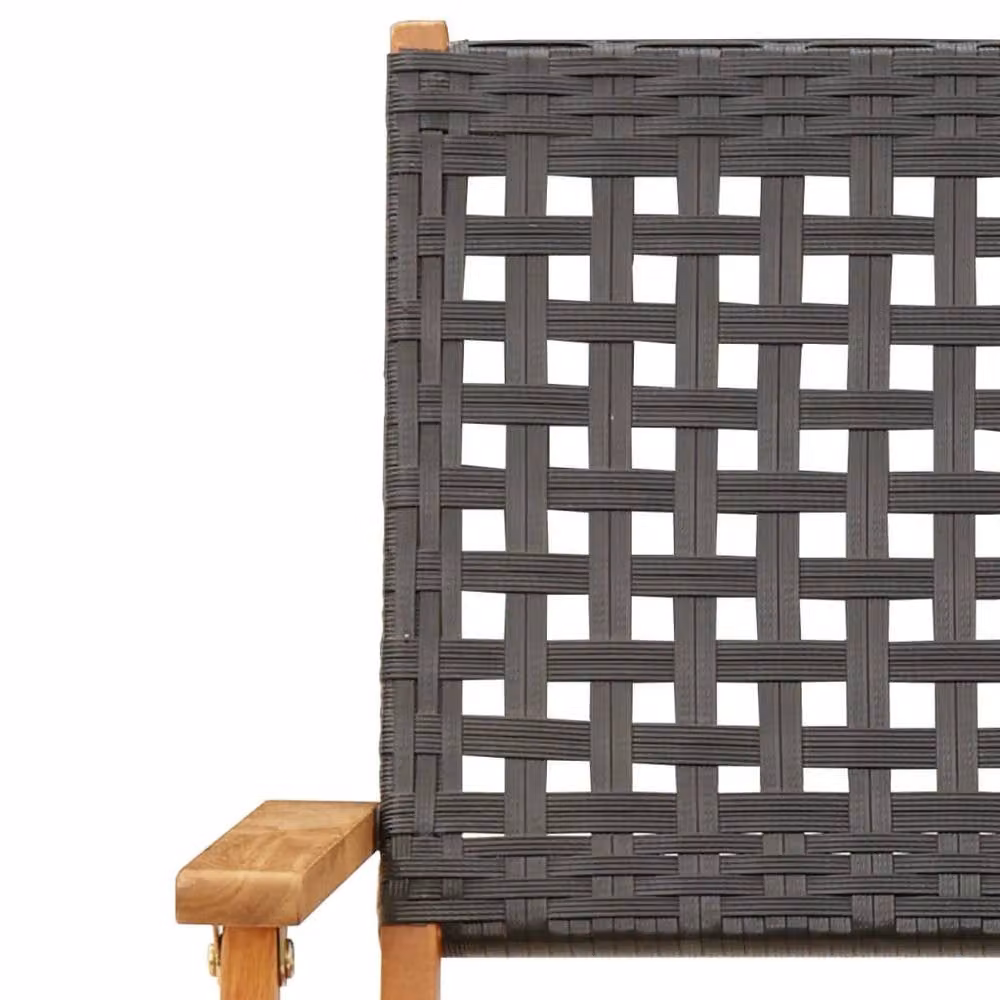 Berkfield Home 3 Piece Bistro Set in Black Poly Rattan and Acacia Wood – 3