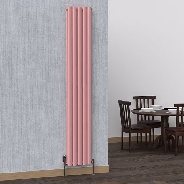 Lux Heat Oval Coloured Vertical Radiator in Pink, H 180 cm x W 30 cm