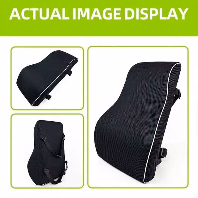 EONLION Contoured Memory Foam Seat Cushion and Lumbar Back Support Pillow, Black, W/D: 120 x 90 cm – 1