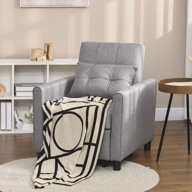HOMCOM Folding Chair Bed with Adjustable Backrest in Grey