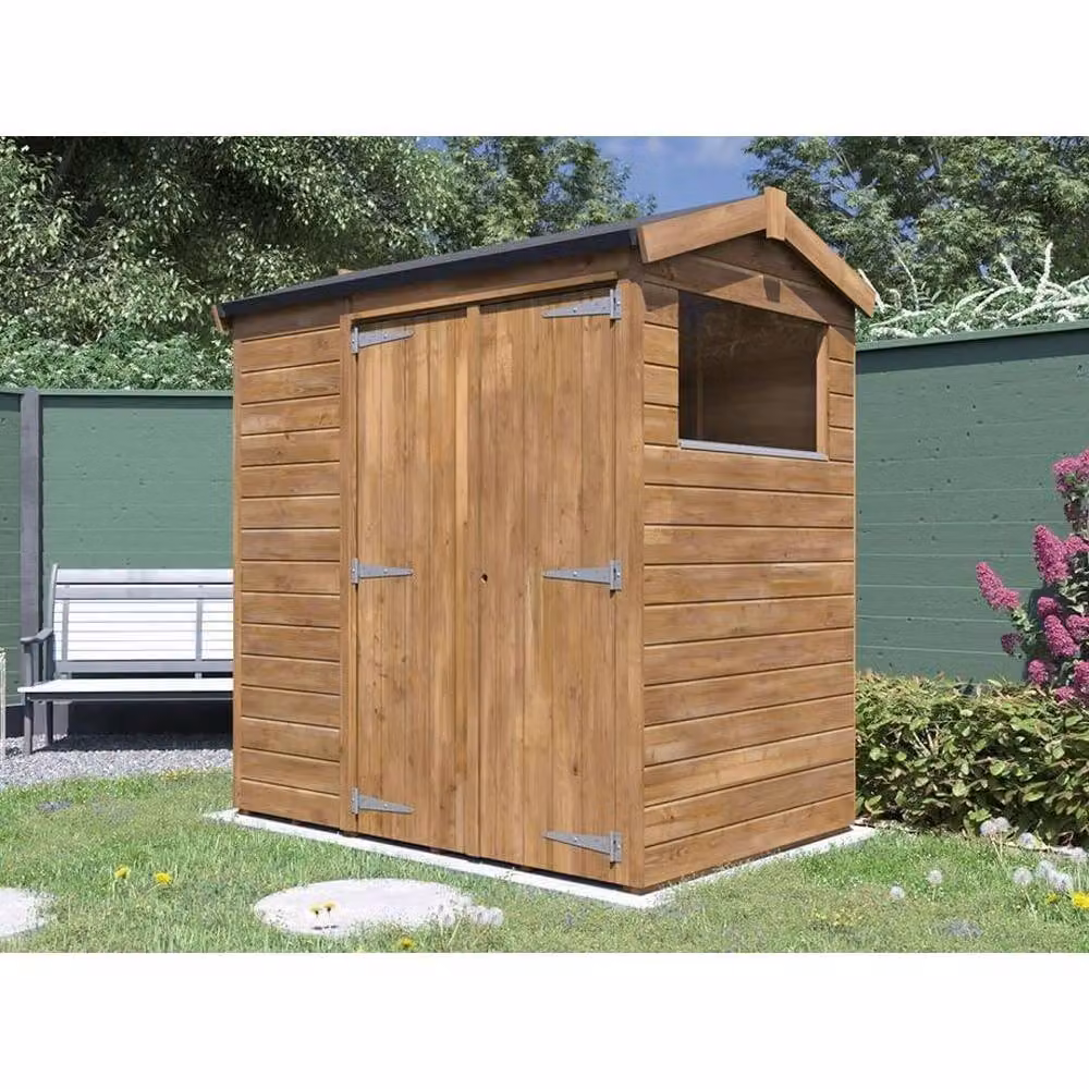Dunster House Brown Wooden Gable Garden Shed W/D/H: 1.8 x 1.2 x 2.16 m – 3