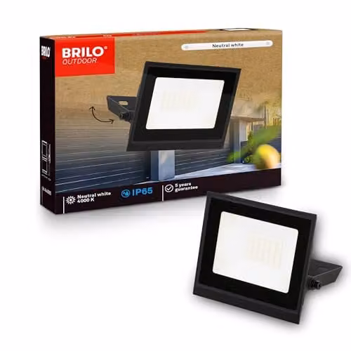 Briloner Black LED Outdoor Floodlight Wall Light, 20W, 1800lm, IP65, Adjustable, W/D/H: 11 x 14.5 x 3 cm