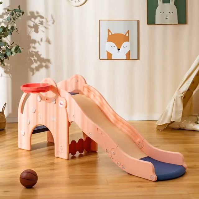 Costway 4-in-1 Kids Play Slide and Toddler Toy Set in Pink