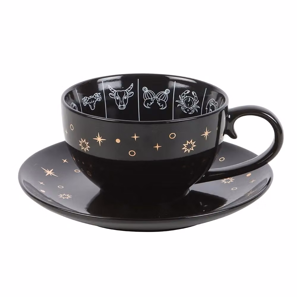 Something Different Fortune Telling Astrology Bone China Tea Cup with Saucer in Black – 2