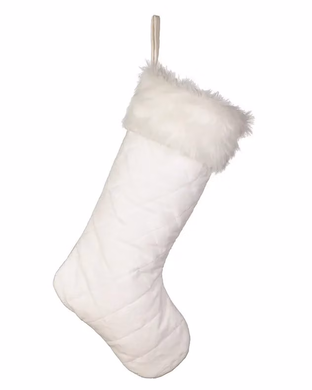 Dibor Set of 4 White Faux Fur Quilted Xmas Tree Decorations – 2