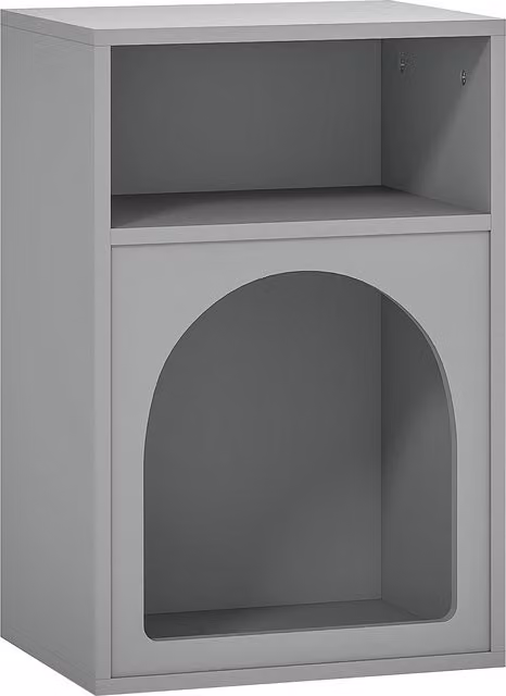 HOMCOM Modern Grey Bedside Table with 2 Open Compartments – 1