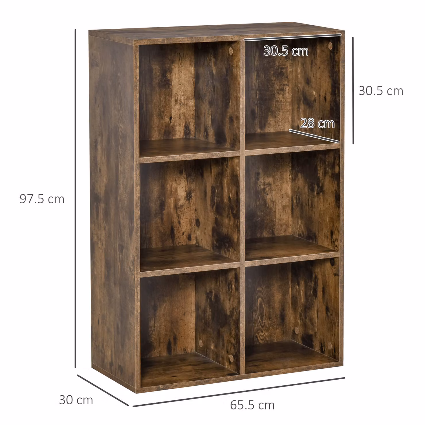 HOMCOM Solid Wood 3-Shelf Open Bookcase with Anti-toppling Device in Rustic Brown – 3