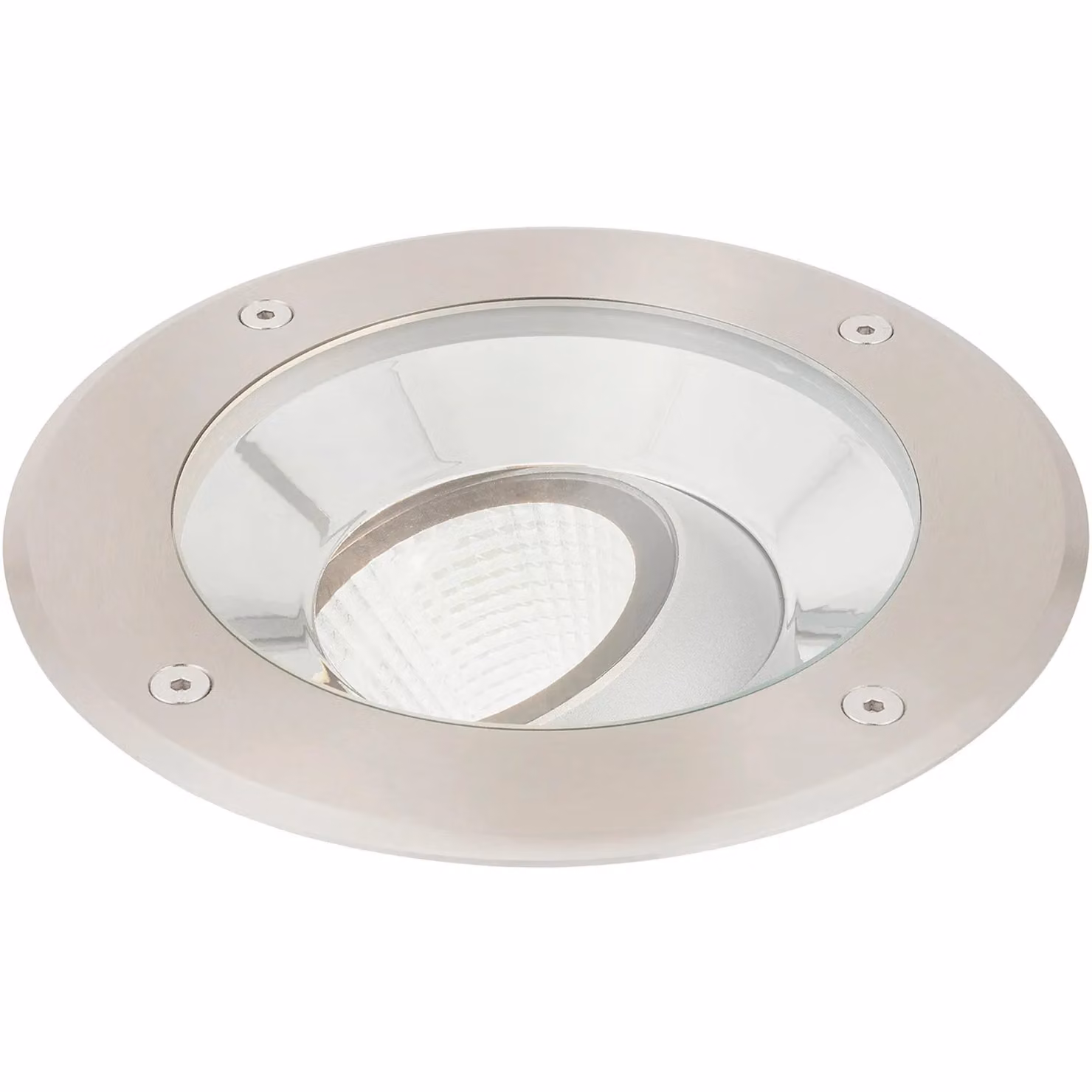 Loops Silver Stainless Steel IP67 Drive Over Ground Light with 16.5W Cool White Tilting LED Head – 2