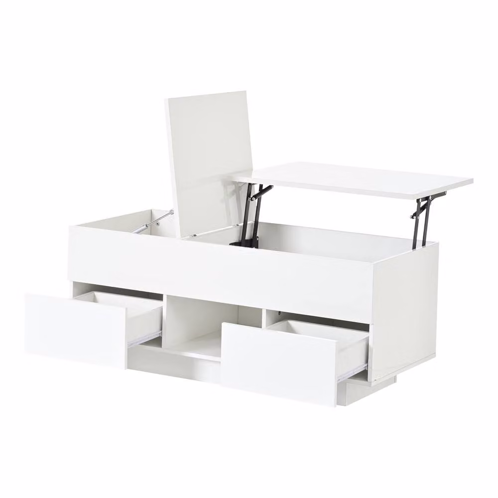 Merax High Gloss Lift-Top Coffee Table with Hidden Storage in White W/D/H: 100 x 45 x 43 cm – 2