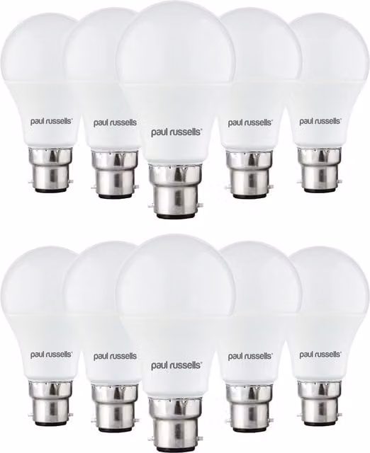 Paul Russells 60W LED Globe Bulb, B22, Warm White 2700K, White (Pack of 10)