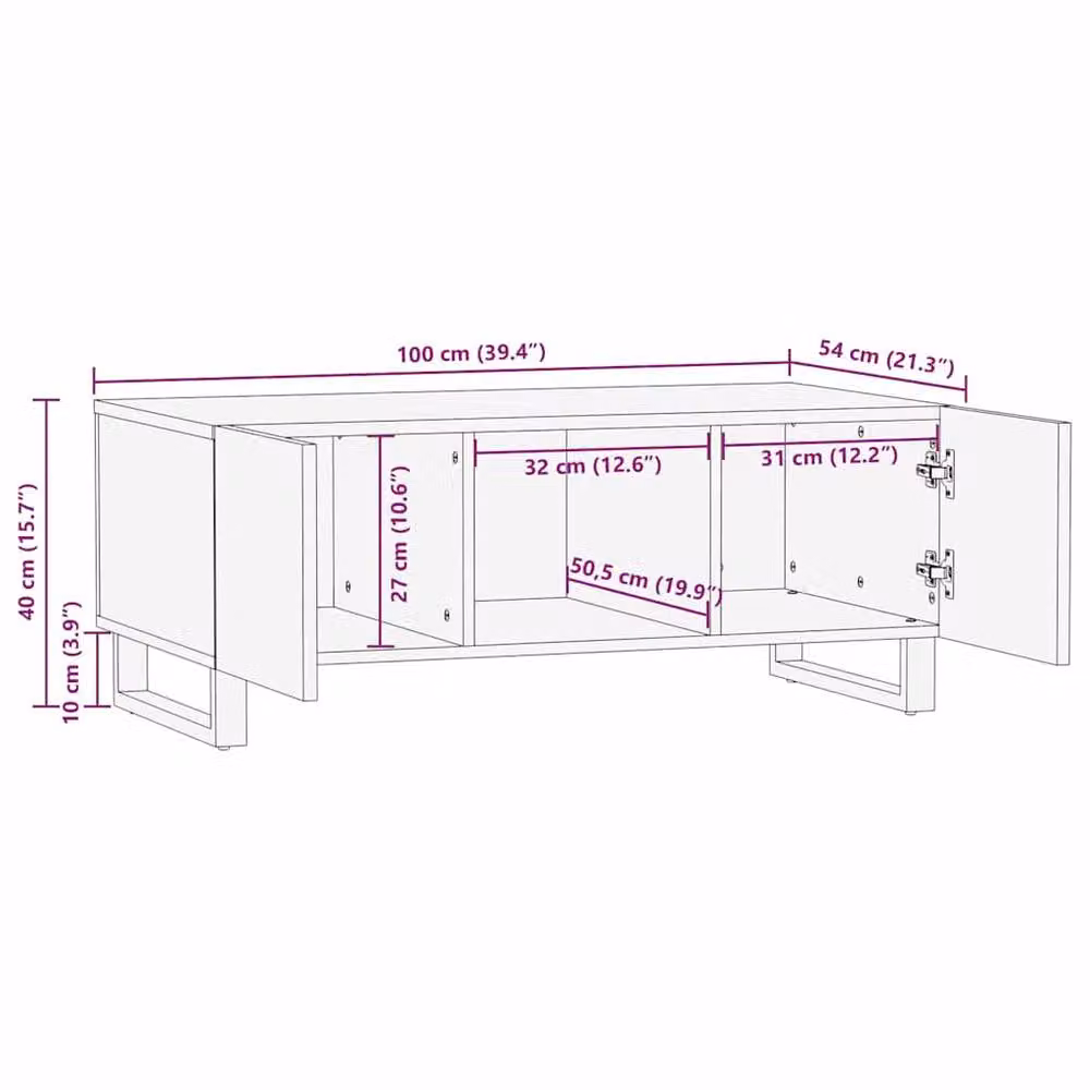 Berkfield Home Brown Rectangular Coffee Table in Wood and MDF, W/D/H: 100 x 54 x 40 cm – 5