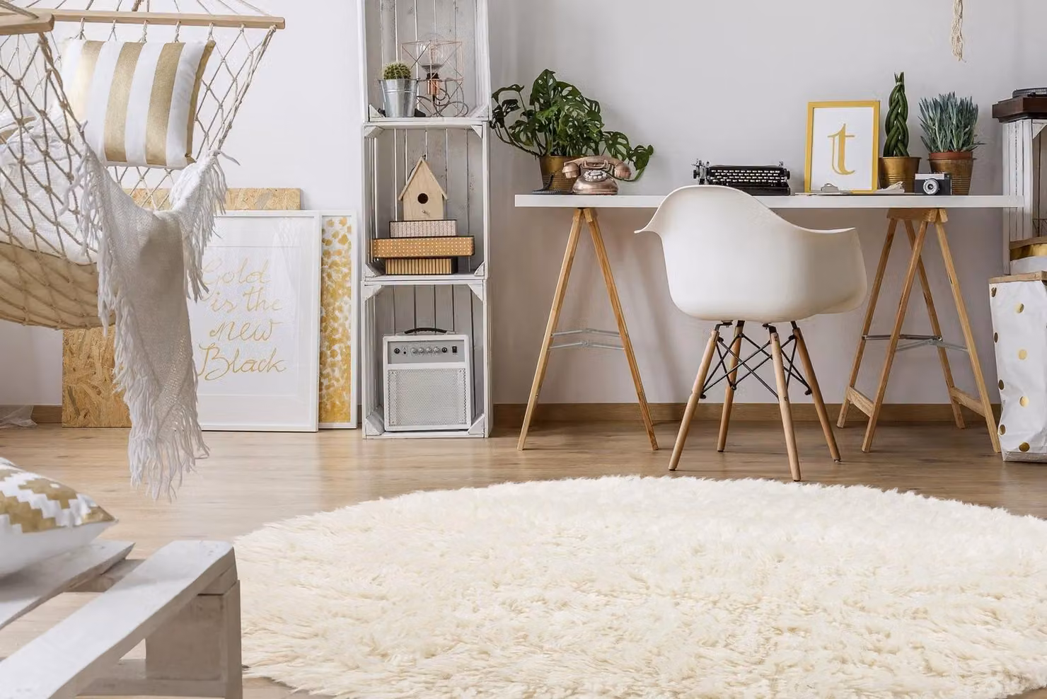 RugsX Flokati Woolen Round Rug in Beige, Diameter: 140 cm – 2