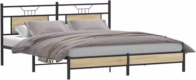 Berkfield Home Decorative Bed Frame in Sonoma Oak and Brown, W/D/H: 183 x 188 x 91.5 cm – 1