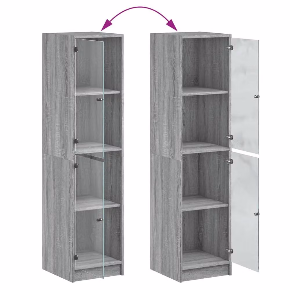 Berkfield Home Highboard with Glass Doors in Grey Sonoma, W/D/H: 35 x 37 x 142 cm – 3