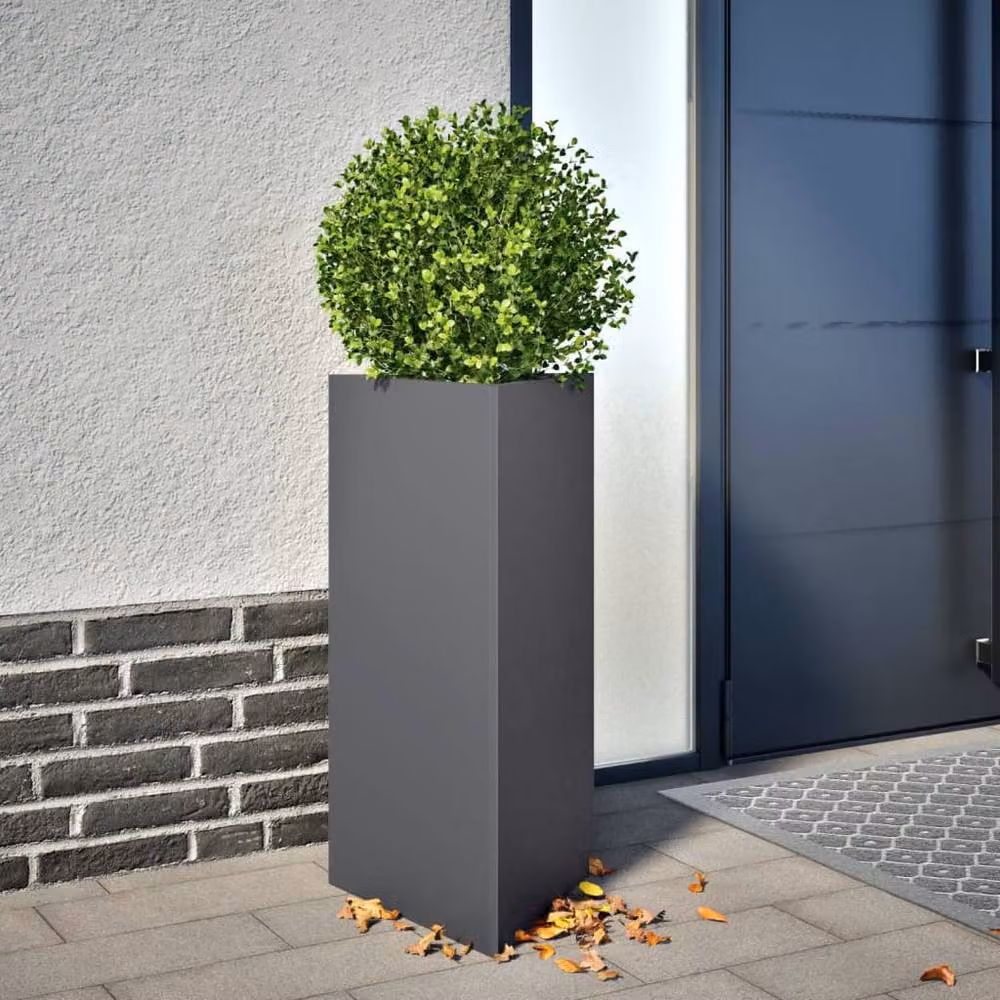 Berkfield Home Durable Steel Triangular Garden Planter Tub in Anthracite, H 70 x W 40 x D 34.5 cm – 2
