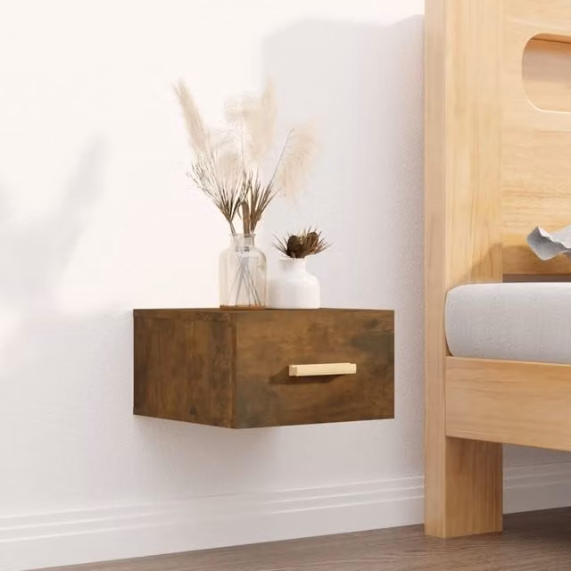 Berkfield Home Wall-mounted Bedside Cabinet in Smoked Oak Brown, W/D/H: 35 x 35 x 20 cm – 1