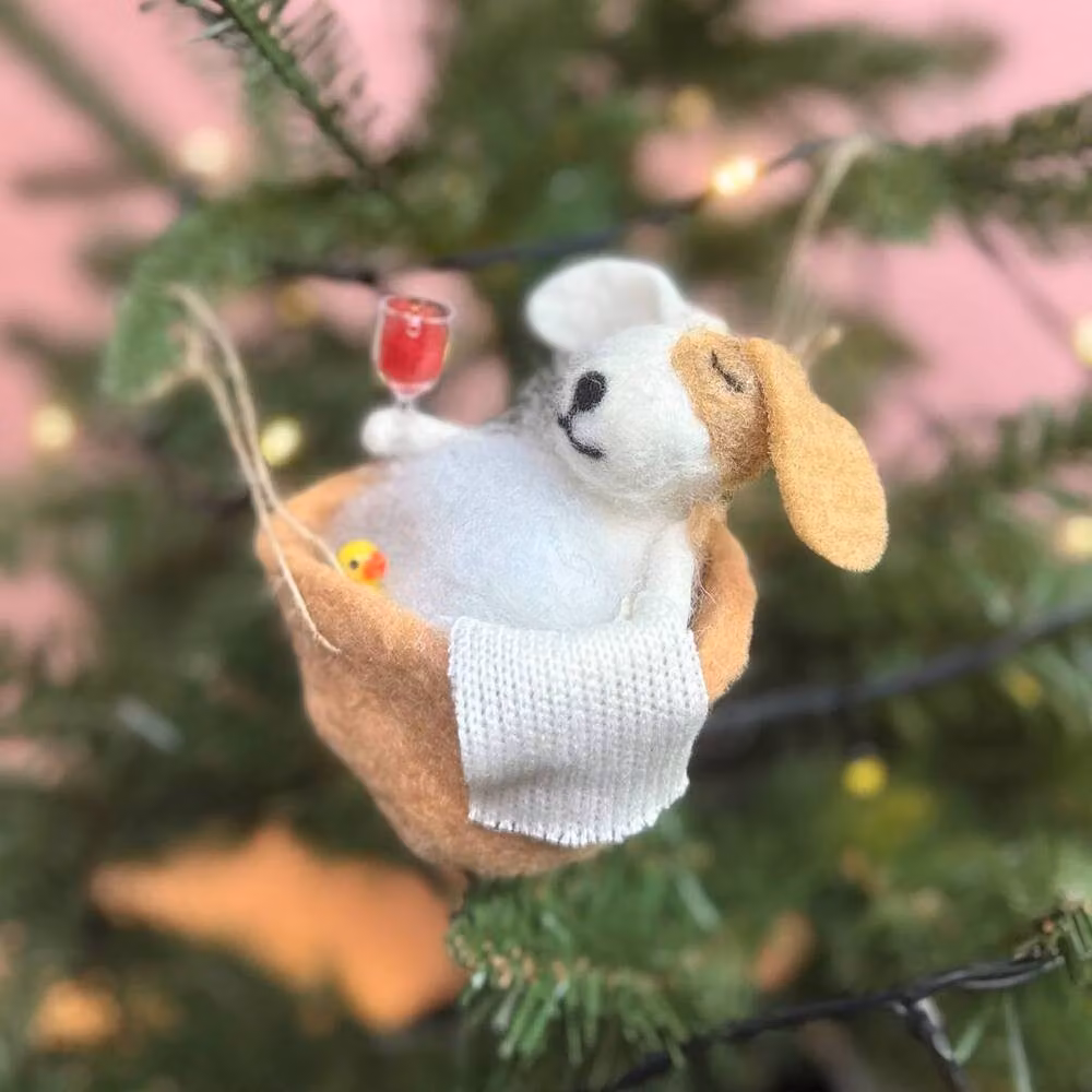 The Alphabet Gift Shop Dog In A Bath Christmas Hanging Decoration, Brown – 2