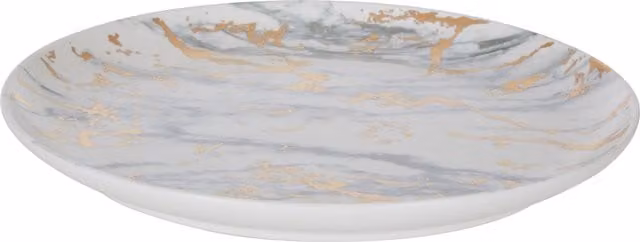 Orsina Matte Finish Porcelain Side Plate in White and Gold with Marble Pattern