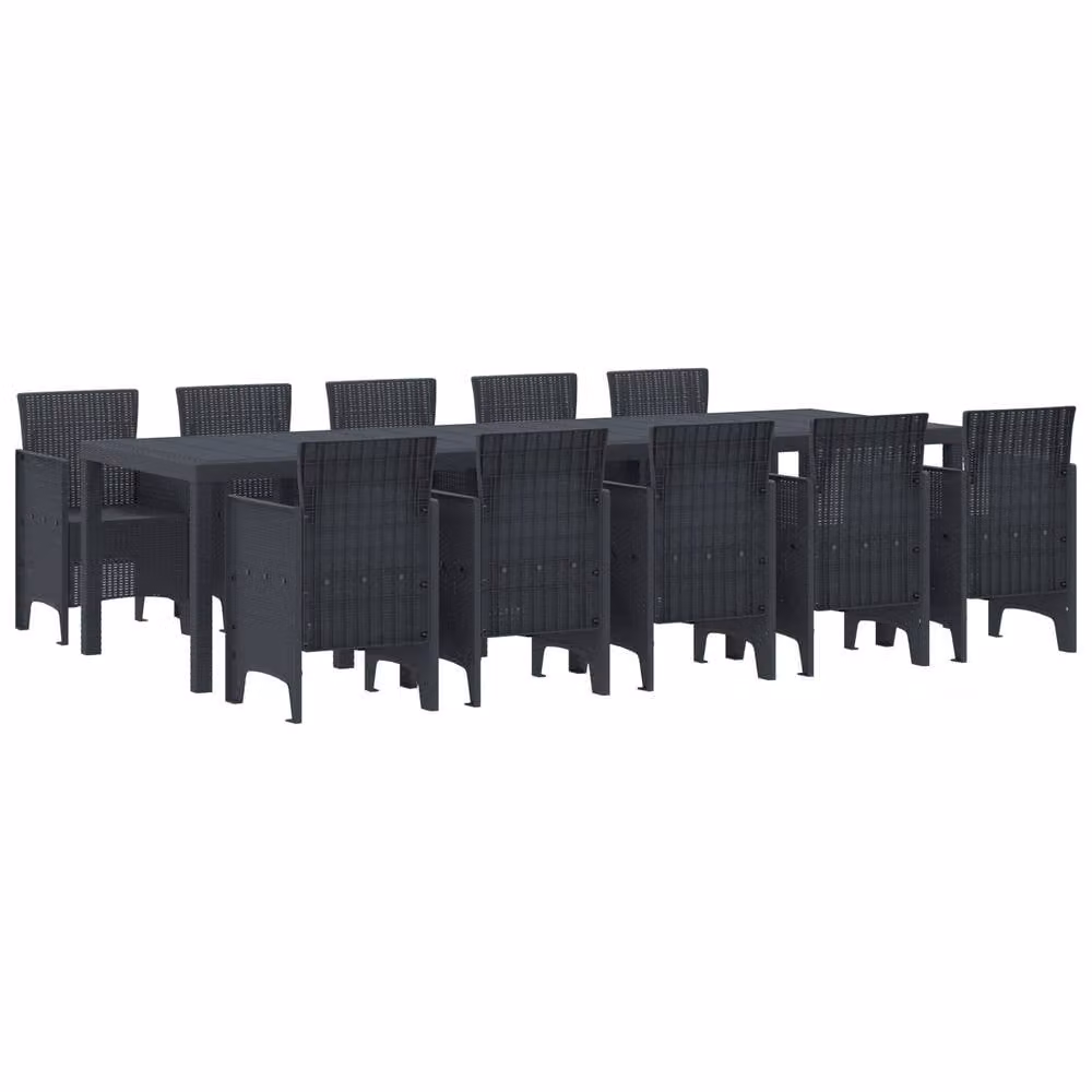 Berkfield Home 11 Piece Anthracite Poly Rattan Garden Dining Set – 2