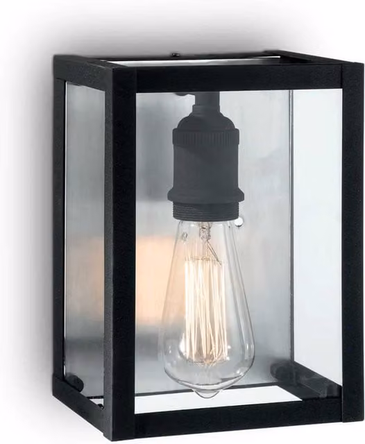 Ideal Lux Igor 1 Light Indoor Wall Light in Black with Transparent Glass Plates, E27