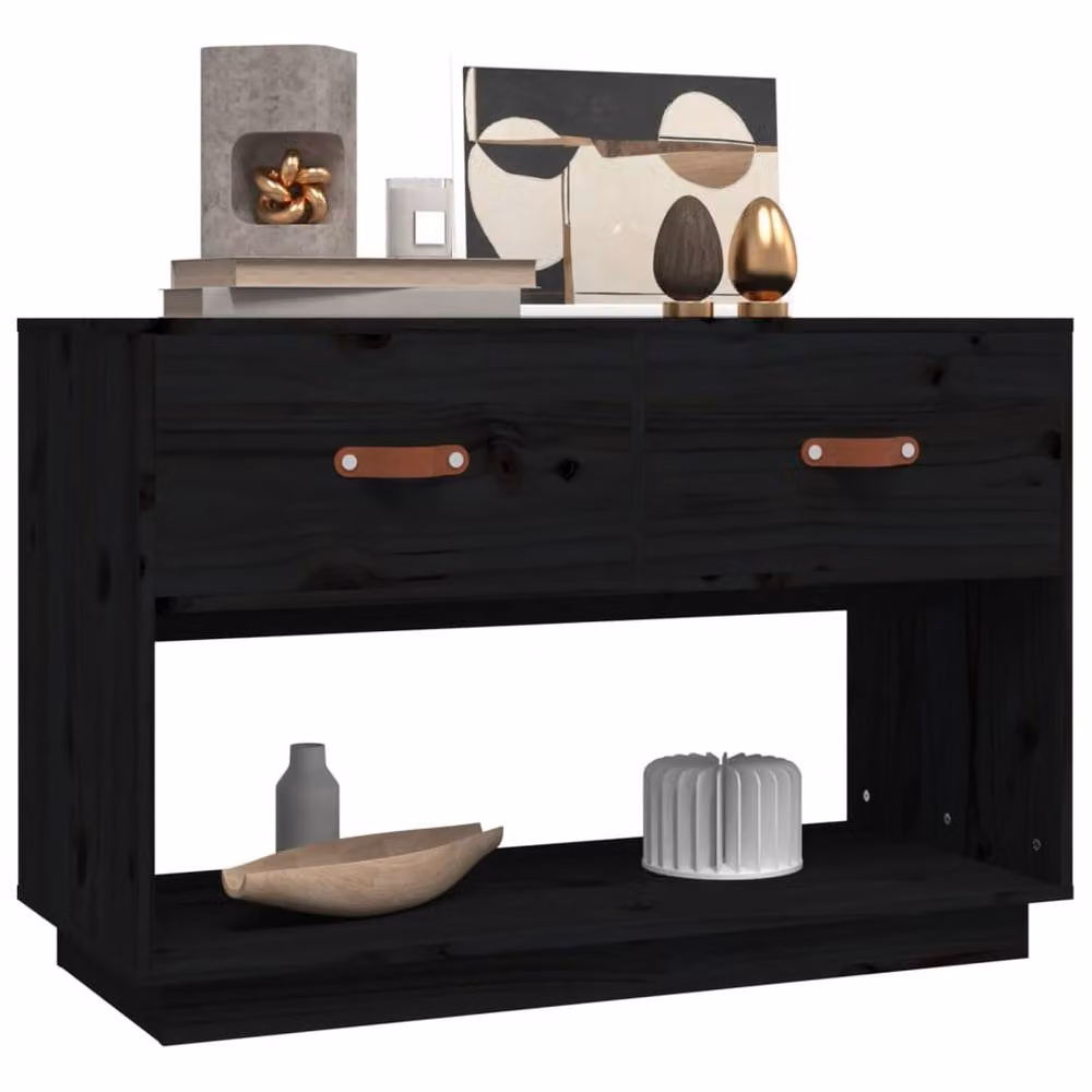Berkfield Home Black Solid Wood Pine TV Cabinet W/D/H: 90 x 40 x 60 cm – 4