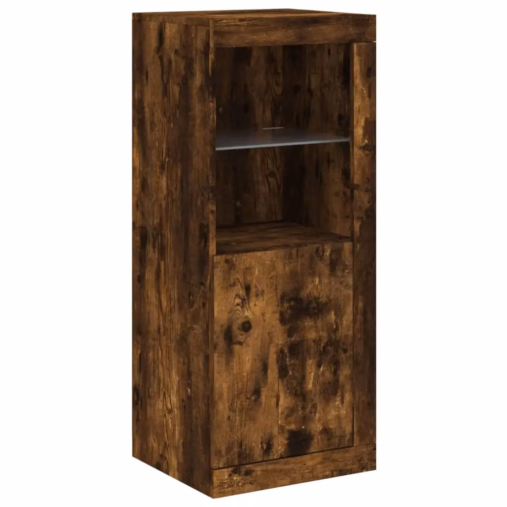 Berkfield Home Set of 3 Modern Smoked Oak Sideboards with Integrated LED Lighting in Brown – 6