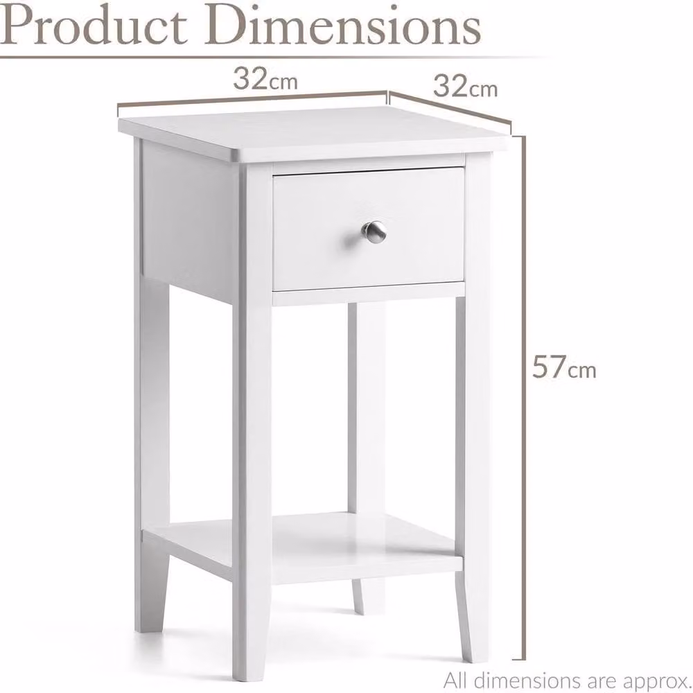 NESTLUNE White Slim Modern Bedside Table for your Bedroom, W/D/H: 15 x 100 x 15 cm – 2