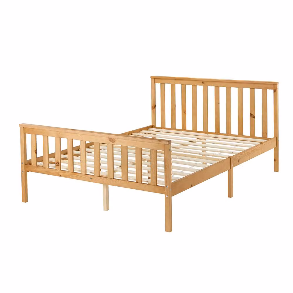 Aspire Langley Solid Wood Slatted Bed Frame in Grey, White or Brown, Size: 140 x 200 cm – 2
