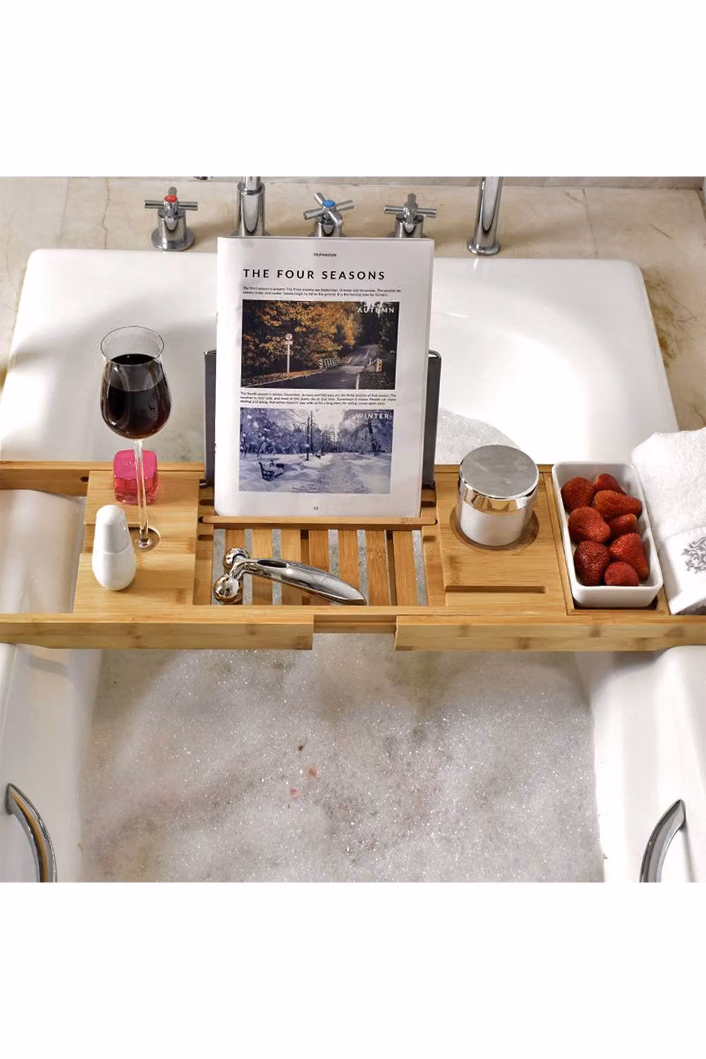 Living and Home Extendable Brown Bamboo Bath Tray – 2