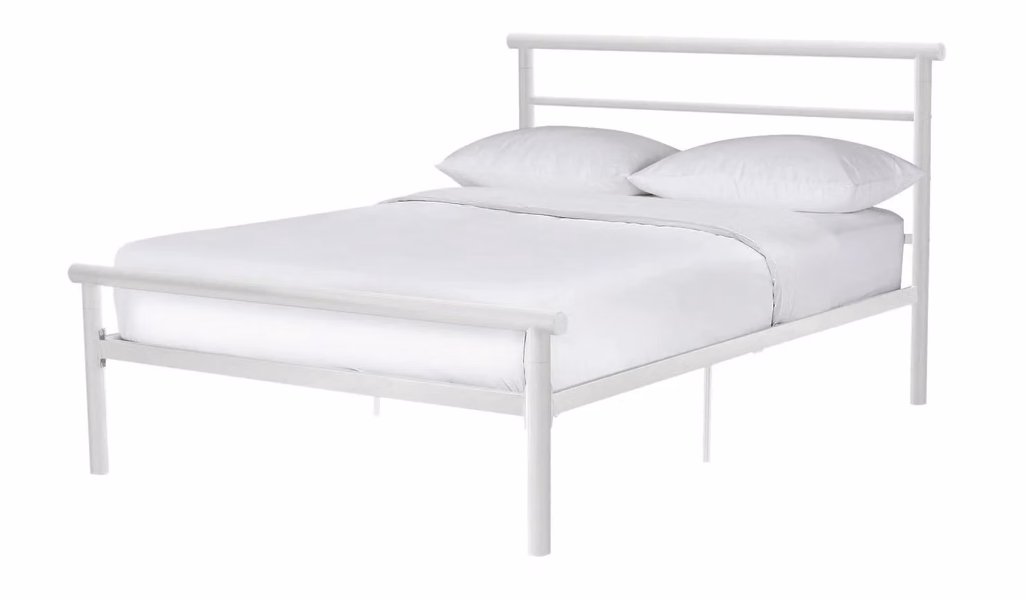 Avalon White Lacquered Metal Double Bed Frame in Industrial Style W/D/H: 150 x 200 x 104 cm